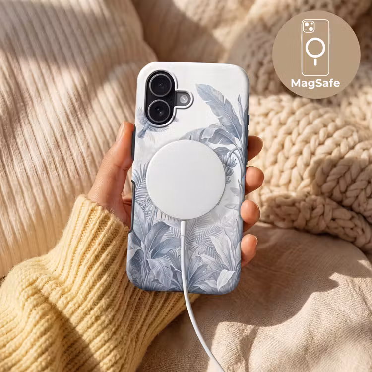 Natuur - Vogel - Jungle - Illustratie - Blauw Toughcase MagSafe Apple iPhone 17 klein -USP_MagsafeV