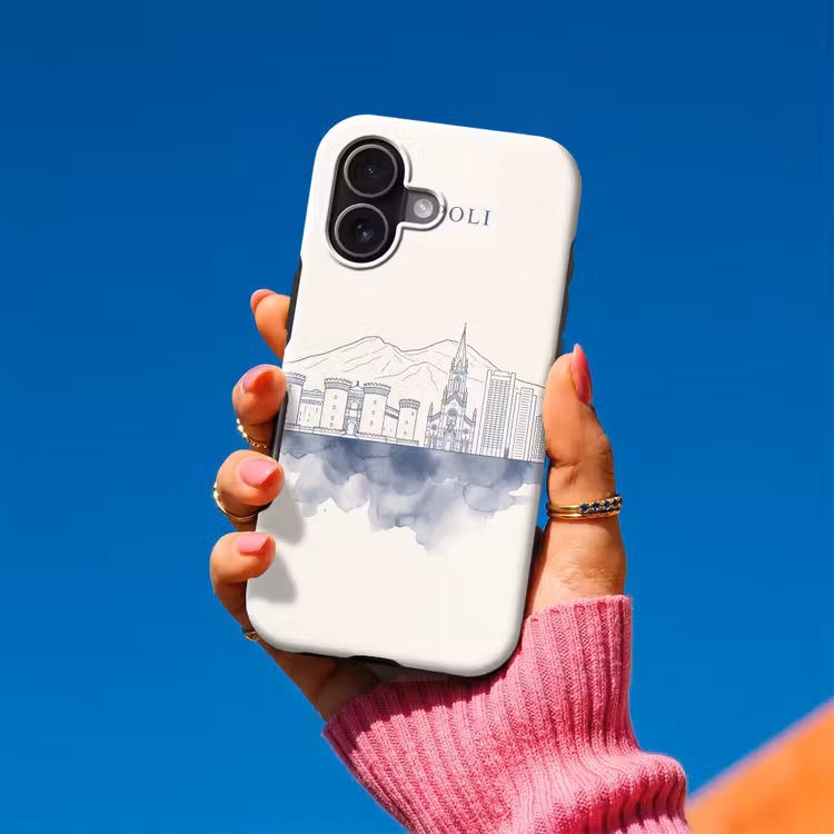 Napels - Skyline - Italie - Lijntekening - Aquarel Toughcase MagSafe Apple iPhone 17 klein -Sfeer1V