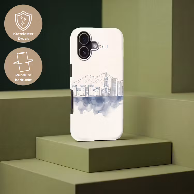 Napels - Skyline - Italie - Lijntekening - Aquarel Toughcase MagSafe Apple iPhone 17 klein -USP_PrintM_DE