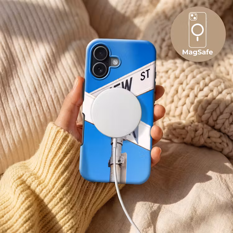 New York - Straatbord - Stad - Urban - Blauw Toughcase MagSafe Apple iPhone 17 klein -USP_MagsafeV