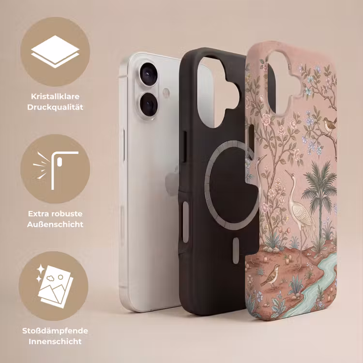 Nostalgisch - Reigers - Roze Toughcase MagSafe Apple iPhone 17 klein -USP_Lagen_DE
