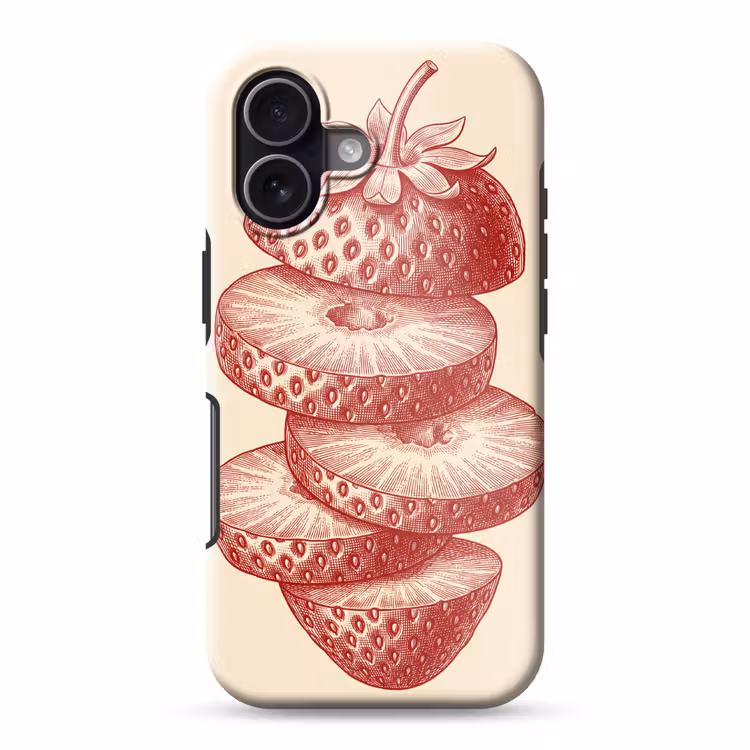 Fruit - Gesneden - Illustratie - Rood - Vintage Toughcase MagSafe Apple iPhone 17 klein -3d