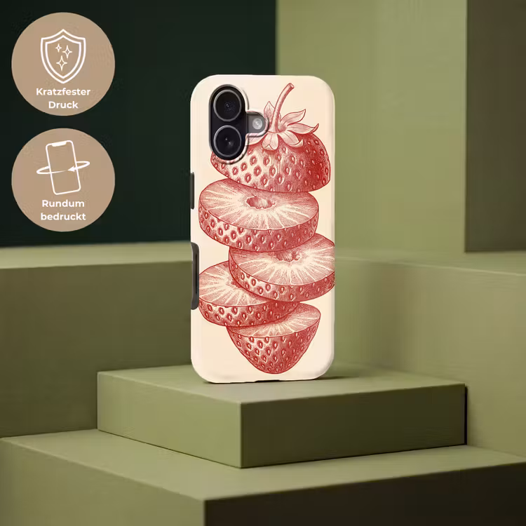 Fruit - Gesneden - Illustratie - Rood - Vintage Toughcase MagSafe Apple iPhone 17 klein -USP_PrintM_DE
