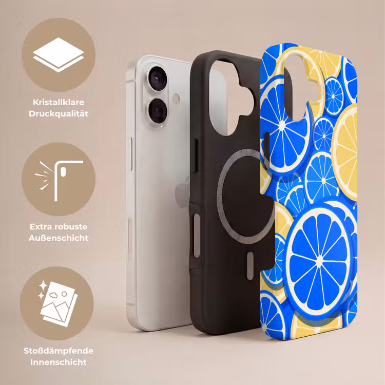 Fruit - Schijven - Patroon - Modern - Blauw - Geel Toughcase MagSafe Apple iPhone 17 klein -USP_Lagen_DE