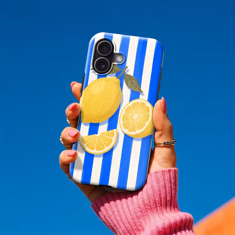 Fruit - Citroen - Zomer - Geel - Blauw Toughcase MagSafe Apple iPhone 17 klein -Sfeer1V
