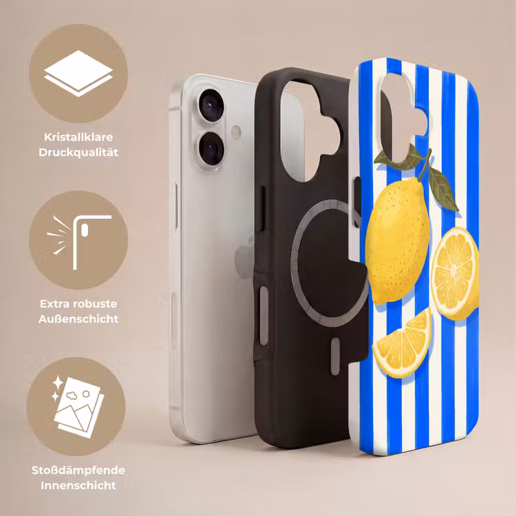 Fruit - Citroen - Zomer - Geel - Blauw Toughcase MagSafe Apple iPhone 17 klein -USP_Lagen_DE