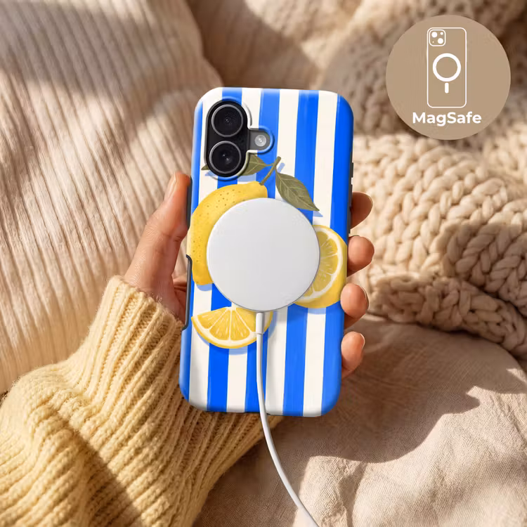 Fruit - Citroen - Zomer - Geel - Blauw Toughcase MagSafe Apple iPhone 17 klein -USP_MagsafeV