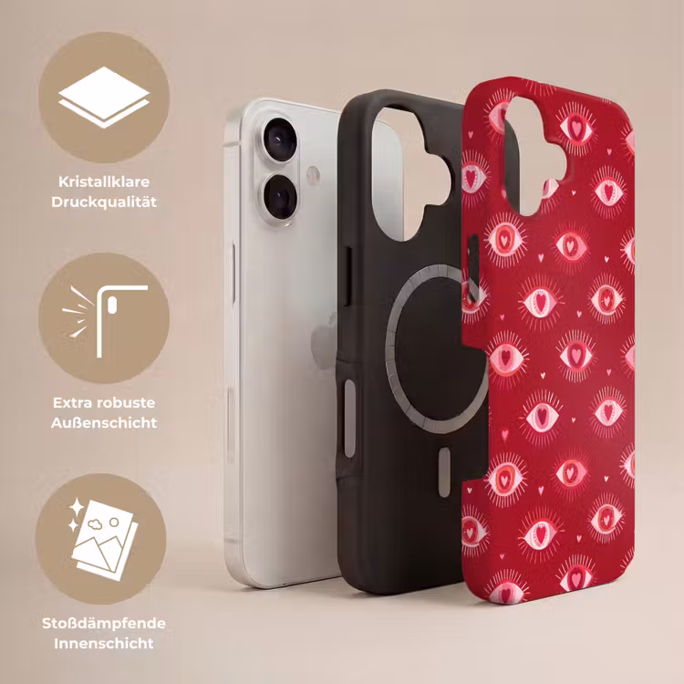 Ogen - Patroon - Roze - Donkerrood Toughcase MagSafe Apple iPhone 17 klein 1017 -USP_Lagen_DE