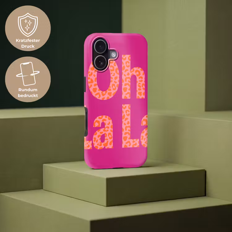 Oh la la - Luipaardprint - Roze Toughcase MagSafe Apple iPhone 17 klein -USP_PrintM_DE