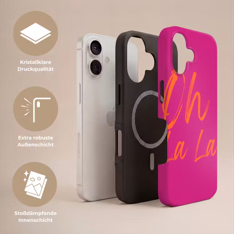 Oh la la - Oranje - Roze Toughcase MagSafe Apple iPhone 17 klein -USP_Lagen_DE