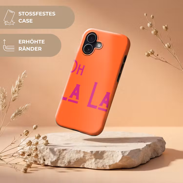 Oh la la - Oranje - Roze - Scheeflettertype Toughcase MagSafe Apple iPhone 17 klein -USP_RandenV_DE