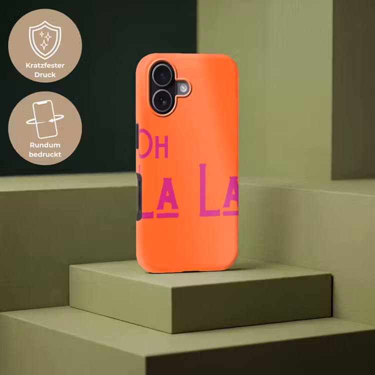 Oh la la - Oranje - Roze - Scheeflettertype Toughcase MagSafe Apple iPhone 17 klein -USP_PrintM_DE