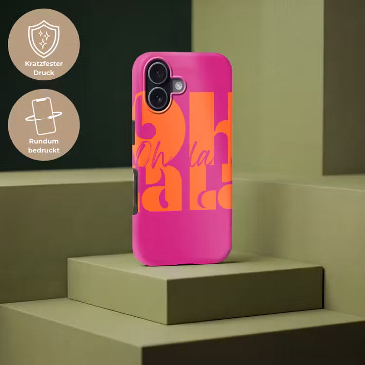 Oh la la - Roze - Oranje - Gestapelde letters Toughcase MagSafe Apple iPhone 17 klein -USP_PrintM_DE