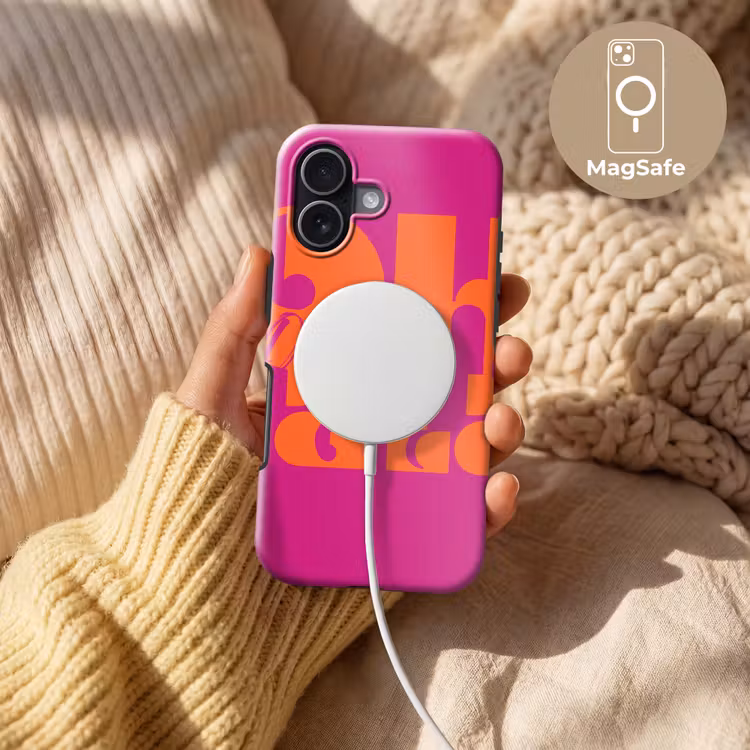 Oh la la - Roze - Oranje - Gestapelde letters Toughcase MagSafe Apple iPhone 17 klein -USP_MagsafeV