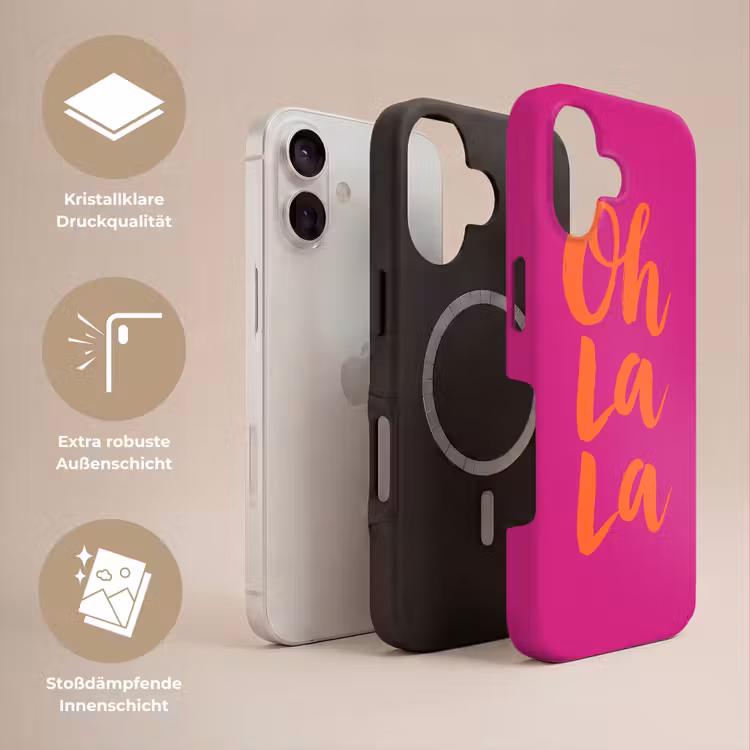 Oh la la - Roze - Oranje - Minimalistisch Toughcase MagSafe Apple iPhone 17 klein -USP_Lagen_DE