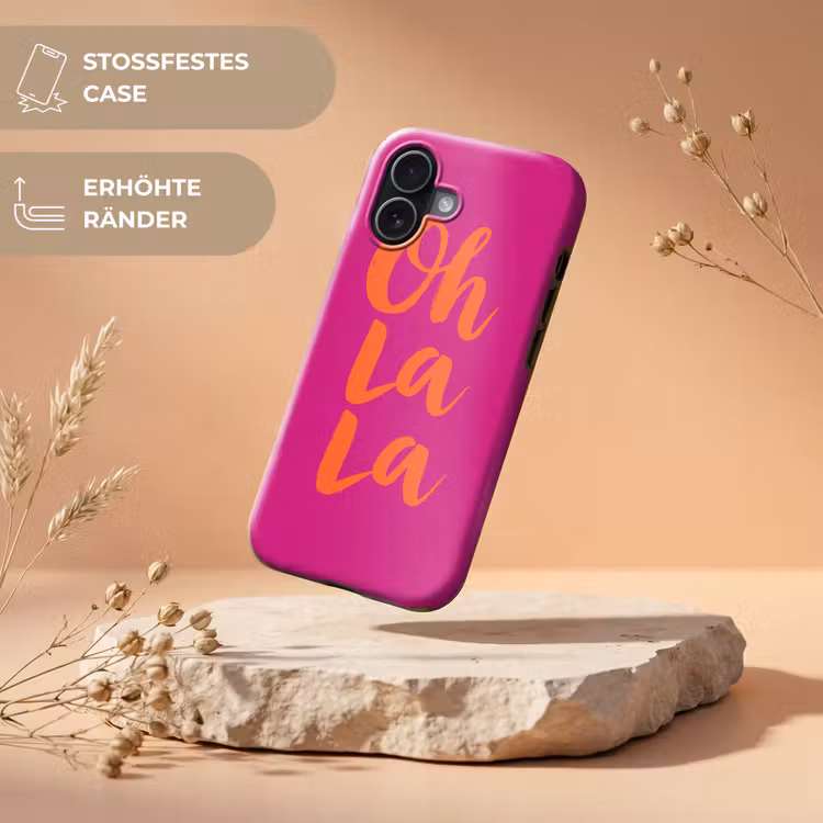 Oh la la - Roze - Oranje - Minimalistisch Toughcase MagSafe Apple iPhone 17 klein -USP_RandenV_DE