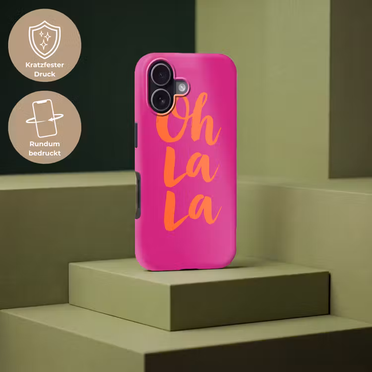 Oh la la - Roze - Oranje - Minimalistisch Toughcase MagSafe Apple iPhone 17 klein -USP_PrintM_DE