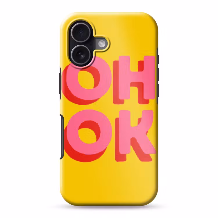 Oh ok - 3D - Geel - Roze Toughcase MagSafe Apple iPhone 17 klein -3d
