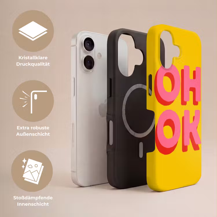 Oh ok - 3D - Geel - Roze Toughcase MagSafe Apple iPhone 17 klein -USP_Lagen_DE