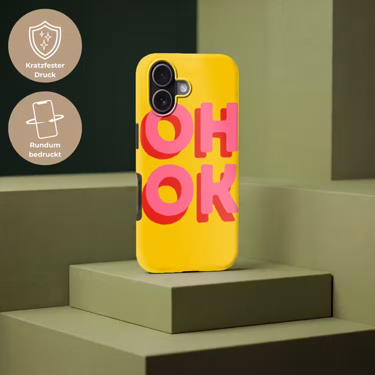 Oh ok - 3D - Geel - Roze Toughcase MagSafe Apple iPhone 17 klein -USP_PrintM_DE