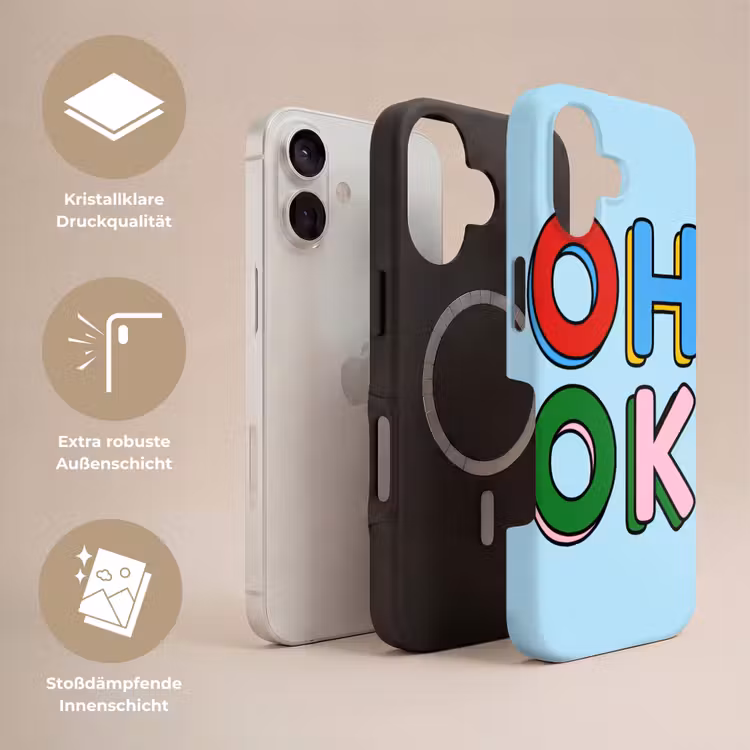 Oh ok - Blauw - Kleurrijk Toughcase MagSafe Apple iPhone 17 klein -USP_Lagen_DE
