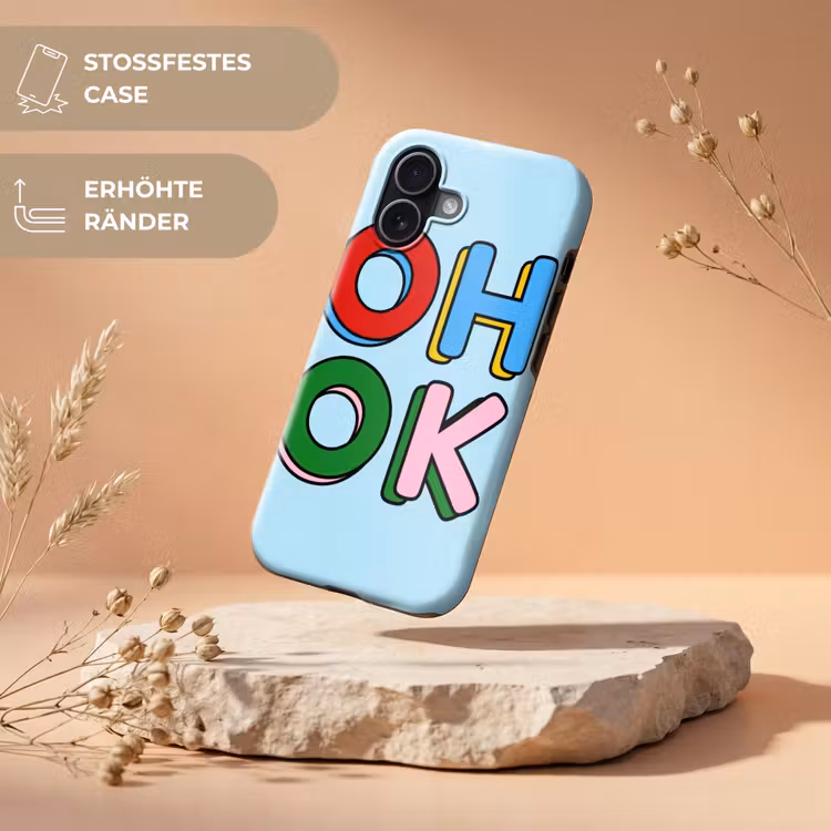 Oh ok - Blauw - Kleurrijk Toughcase MagSafe Apple iPhone 17 klein -USP_RandenV_DE