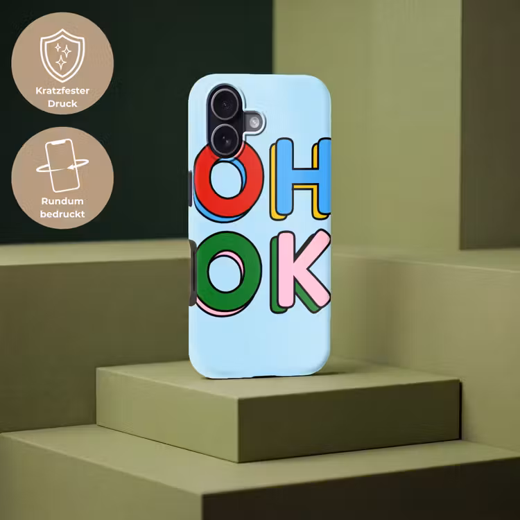 Oh ok - Blauw - Kleurrijk Toughcase MagSafe Apple iPhone 17 klein -USP_PrintM_DE
