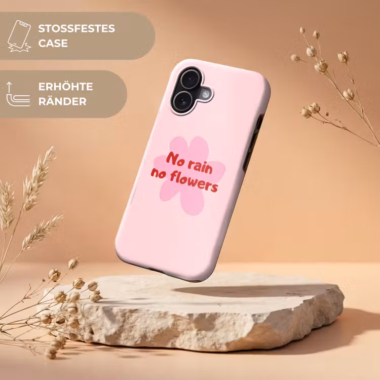 No rain no flowers - Bloem - Roze Toughcase MagSafe Apple iPhone 17 klein -USP_RandenV_DE