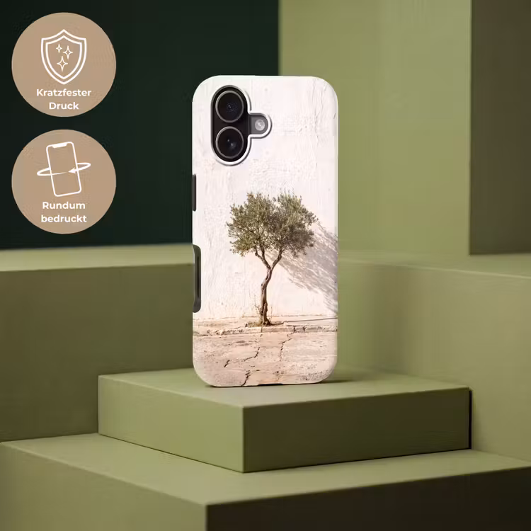 Handyhülle Toughcase - Olivenbaum – Wand – weiß - Olijfboom - muur - wit Toughcase MagSafe Apple iPhone 17 klein