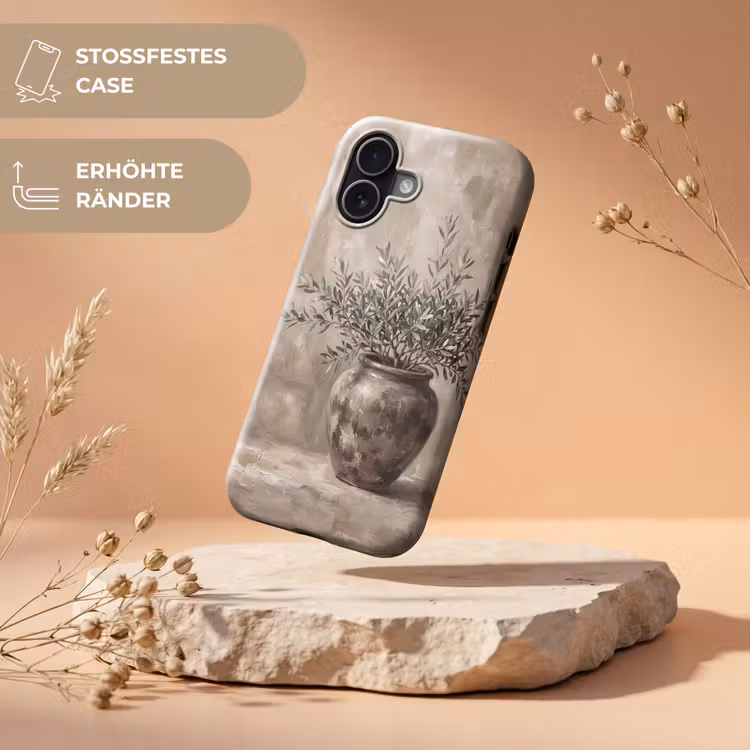 Olijfplant - Aardenpot - Abstract - Beige Toughcase MagSafe Apple iPhone 17 klein -USP_RandenV_DE