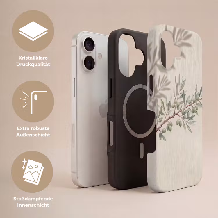 Olijftak - Bladeren - Natuur - Groen - Beige Toughcase MagSafe Apple iPhone 17 klein -USP_Lagen_DE