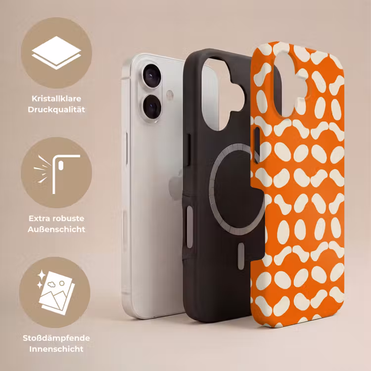 Oranje - Organische vormen - Wit Toughcase MagSafe Apple iPhone 17 klein 1017 -USP_Lagen_DE