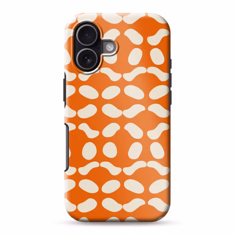 Oranje - Organische vormen - Wit Toughcase MagSafe Apple iPhone 17 klein 1017 -3d