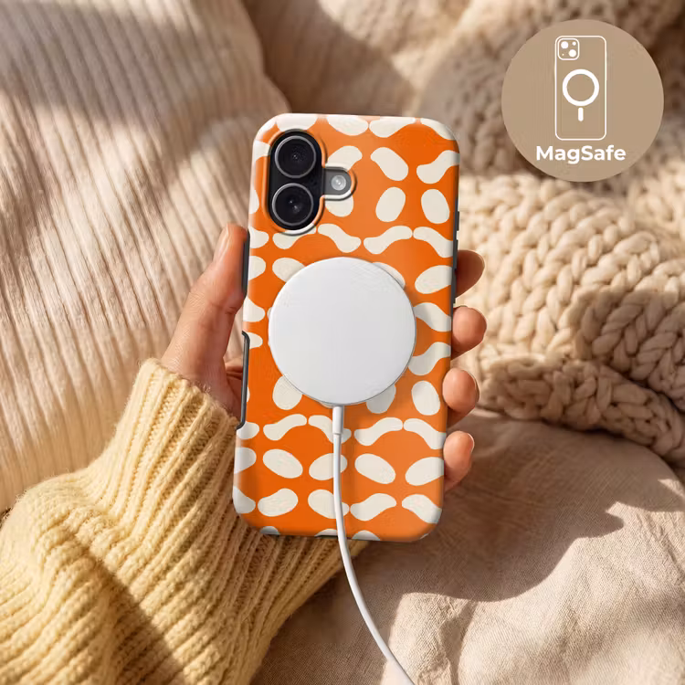 Oranje - Organische vormen - Wit Toughcase MagSafe Apple iPhone 17 klein 1017 -USP_MagsafeV