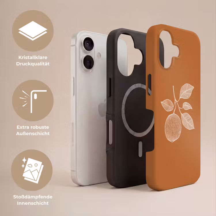 Sinaasappel - Getekend - Bladeren - Bruin Toughcase MagSafe Apple iPhone 17 klein -USP_Lagen_DE