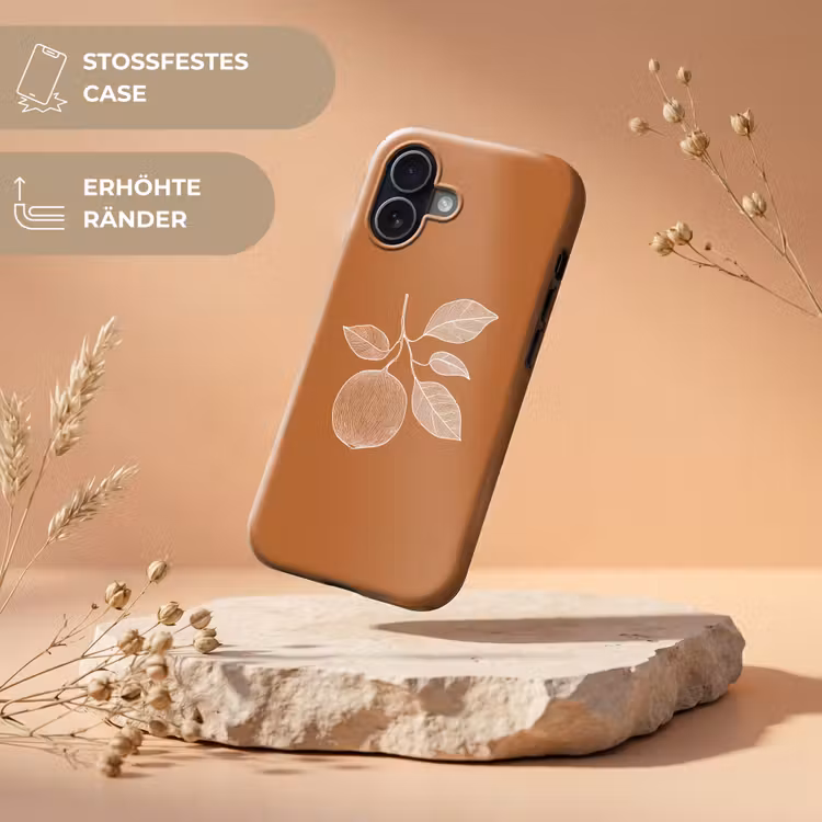 Sinaasappel - Getekend - Bladeren - Bruin Toughcase MagSafe Apple iPhone 17 klein -USP_RandenV_DE