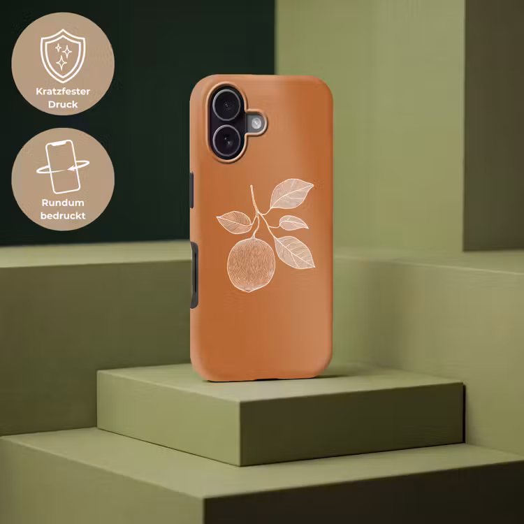 Sinaasappel - Getekend - Bladeren - Bruin Toughcase MagSafe Apple iPhone 17 klein -USP_PrintM_DE