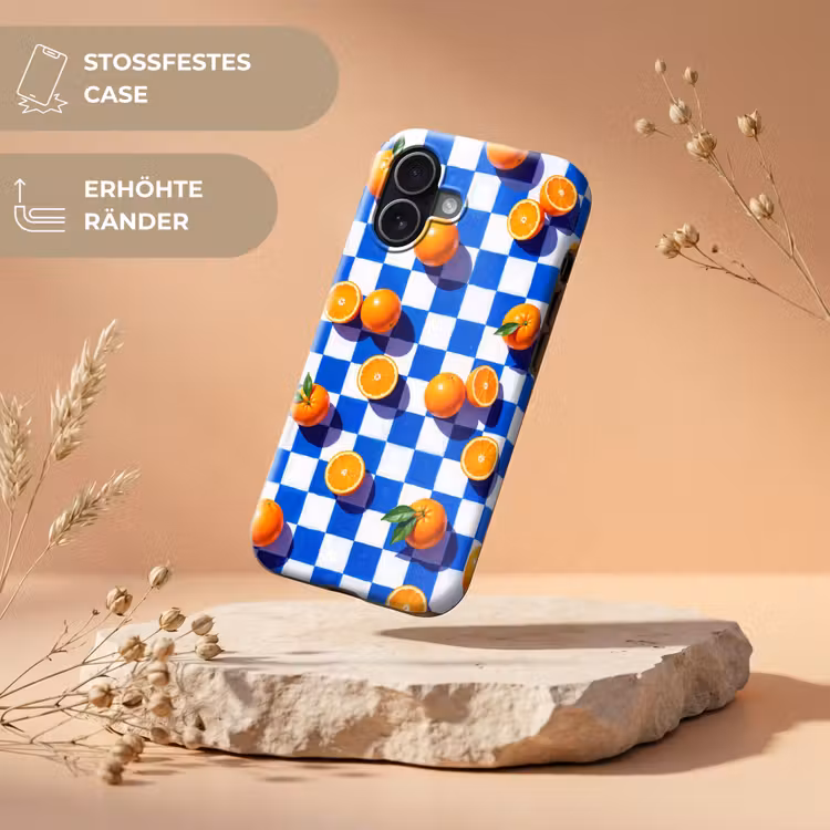 Handyhülle Toughcase - Orange – Kariert – Essen - Sinaasappel - Geruit - Eten Toughcase MagSafe Apple iPhone 17 klein