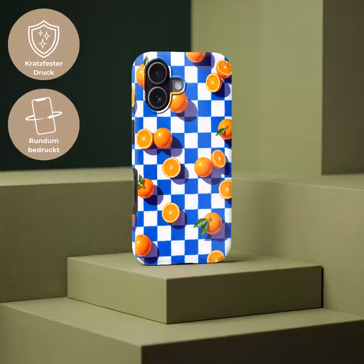 Handyhülle Toughcase - Orange – Kariert – Essen - Sinaasappel - Geruit - Eten Toughcase MagSafe Apple iPhone 17 klein