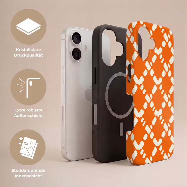 Oranje - Ruitpatroon - Wit Toughcase MagSafe Apple iPhone 17 klein 1017 -USP_Lagen_DE