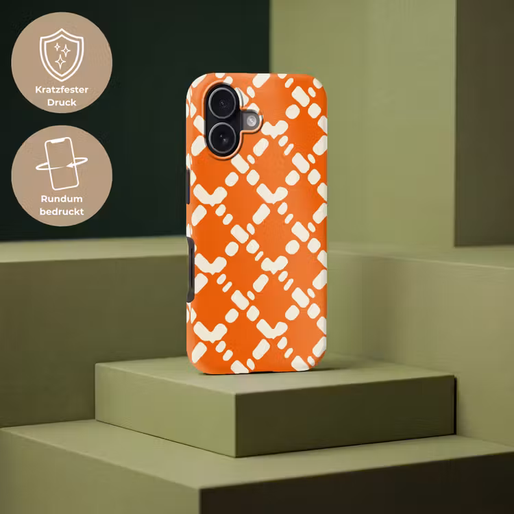 Oranje - Ruitpatroon - Wit Toughcase MagSafe Apple iPhone 17 klein 1017 -USP_PrintM_DE