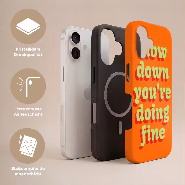 Oranje - Slow down you're doing fine - Retro Toughcase MagSafe Apple iPhone 17 klein -USP_Lagen_DE