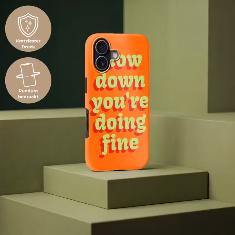 Oranje - Slow down you're doing fine - Retro Toughcase MagSafe Apple iPhone 17 klein -USP_PrintM_DE