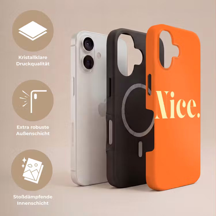 Oranje - Gebroken wit - Nice Toughcase MagSafe Apple iPhone 17 klein -USP_Lagen_DE