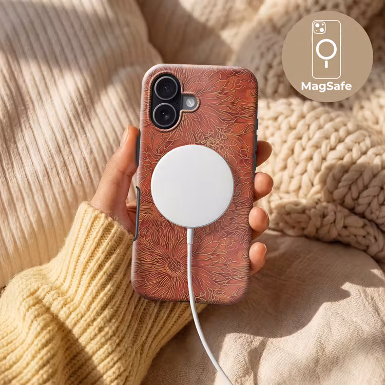 Oosters - Bloemen - Terracotta Toughcase MagSafe Apple iPhone 17 klein 1017 -USP_MagsafeV