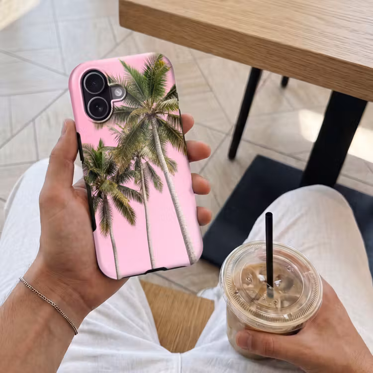 Palmboom - Tropisch - Pink Toughcase MagSafe Apple iPhone 17 klein -Sfeer1M