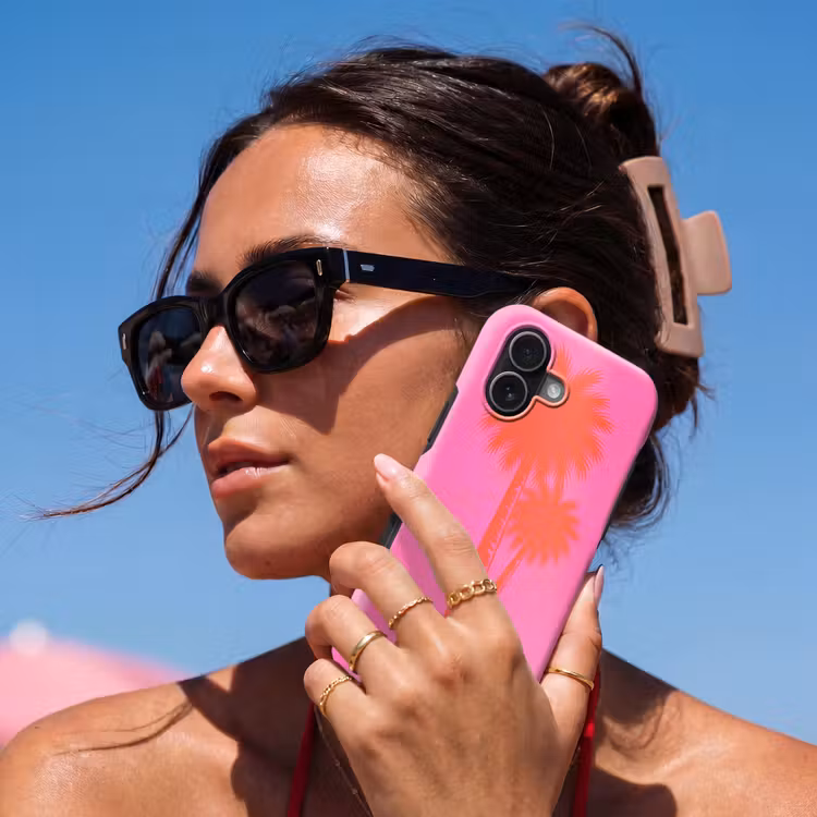 Palmbomen - Modern - Roze Toughcase MagSafe Apple iPhone 17 klein -Sfeer2V