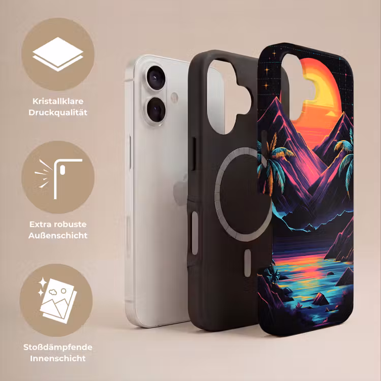 Palmbomen - Neonbergen - Sterrenhemel - Zon Toughcase MagSafe Apple iPhone 17 klein -USP_Lagen_DE