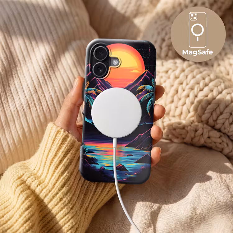 Palmbomen - Neonbergen - Sterrenhemel - Zon Toughcase MagSafe Apple iPhone 17 klein -USP_MagsafeV