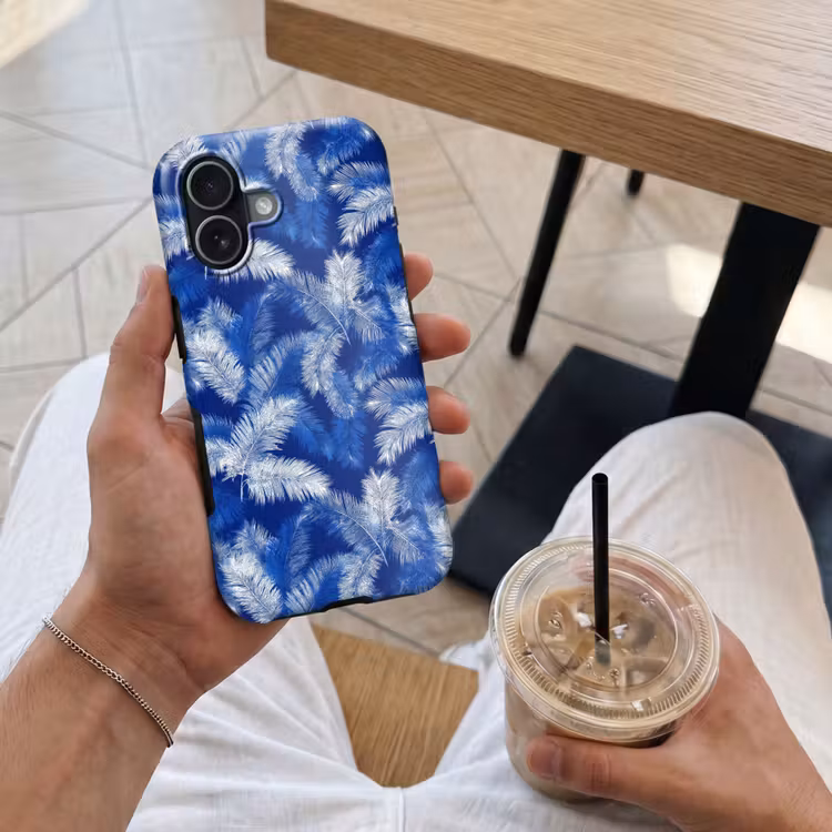 Palmblad - Patroon - Blauw Toughcase MagSafe Apple iPhone 17 klein 1017 -Sfeer1M